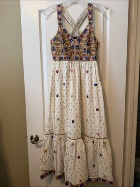napoli tiered maxi dress Anthropologie | Dresses | Anthropologie Napoli Tiered Maxi Dress Oversized Bluecharcoal Gold Polka Dot Lg